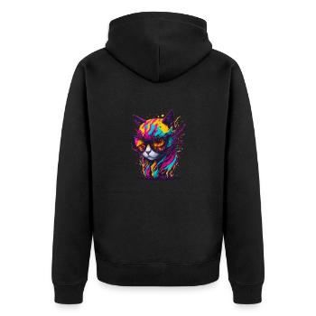 Cat 2 - Unisex Premium Organic Zip Hoodie - black - Back - Nico (187cm)