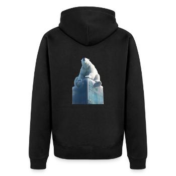 Der Eisbär auf dem Dach - Unisex Premium Bio Zip Hoodie - Schwarz - Hinten - Nico (187cm)