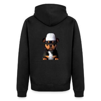 Puppy Rottweiler Restaurateur Dogs Cooking Dog - Unisex Premium Organic Zip Hoodie - black - Back - Nico (187cm)