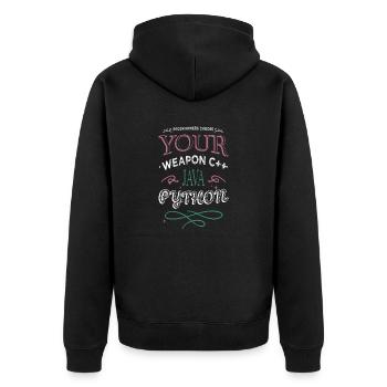 college student joke funny sayings pc quote admin - Unisex Premium Bio Zip Hoodie - Schwarz - Hinten - Nico (187cm)
