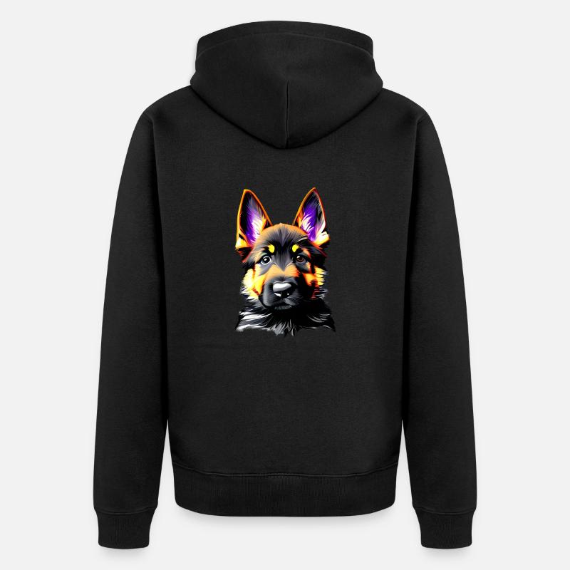 Chiot Berger Allemand Propriétaire Chien - Veste à capuche bio Premium Unisexe - noir