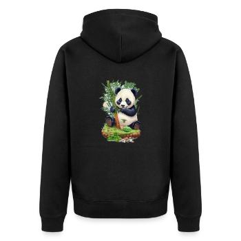 Panda Bär ißt Bambus - Unisex Premium Bio Zip Hoodie - Schwarz - Hinten - Nico (187cm)