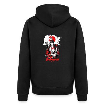 Japan Samurai Anime - Unisex Premium Bio Zip Hoodie - Schwarz - Hinten - Nico (187cm)