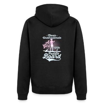 Never Underestimate A Girl With A Paddle Board SUP - Unisex Premium Organic Zip Hoodie - black - Back - Nico (187cm)