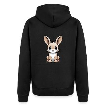 Comic Bunny Rabbit Bunny Cartoon Style - Unisex Premium Organic Zip Hoodie - black - Back - Nico (187cm)