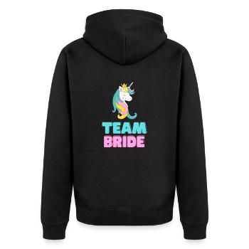 Team Bride - Unicorn Design - Bachelor Party - Veste à capuche bio Premium Unisexe - noir - Dos - Nico (187cm)