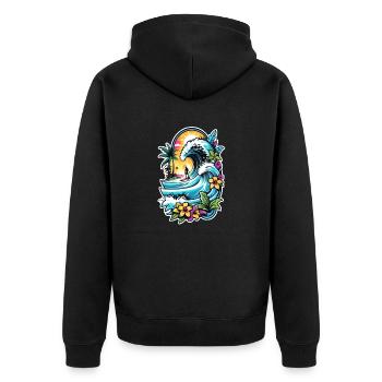 Surfing Beach Palm Tree Sunshine Holidays - Unisex Premium Organic Zip Hoodie - black - Back - Nico (187cm)
