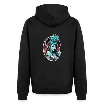Indische Prinzessin - Aztek - Unisex Premium Bio Zip Hoodie - Schwarz - Hinten - Nico (187cm)