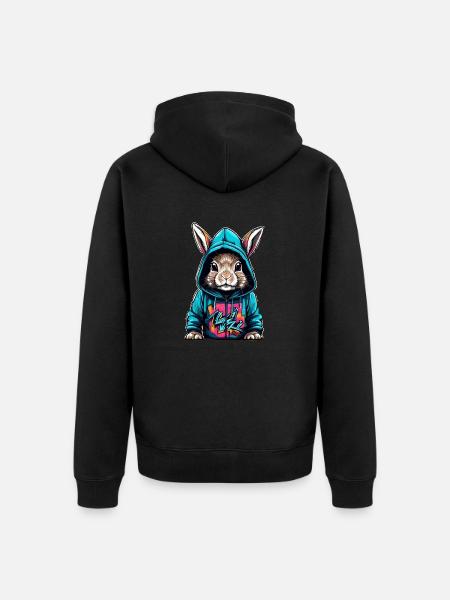 Hop in Style Cool Bunny - Unisex Premium Organic Zip Hoodie - black