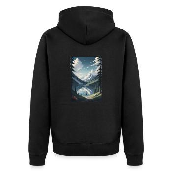 Der Seelen- See - Unisex Premium Bio Zip Hoodie - Schwarz - Hinten - Nico (187cm)