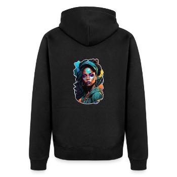Afro Frau - Schönheit - Unisex Premium Bio Zip Hoodie - Schwarz - Hinten - Nico (187cm)