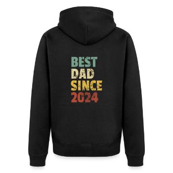 Bester Papa seit 2024 Lustiger Vatertagsgeburtstag - Unisex Premium Bio Zip Hoodie - Schwarz - Hinten - Nico (187cm)