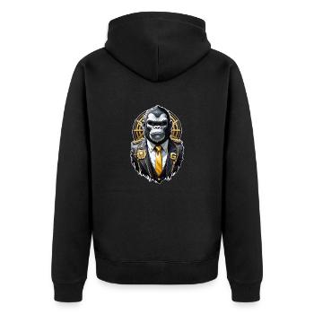 Gorilla with Gold Chain - Unisex Premium Organic Zip Hoodie - black - Back - Nico (187cm)