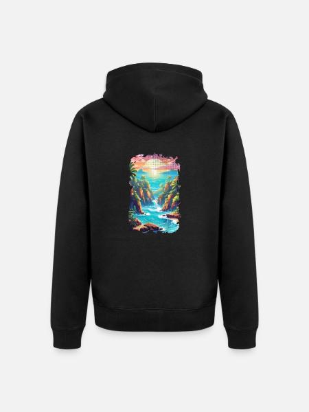 Strandurlaub Sonne Meer - Unisex Premium Bio Zip Hoodie - Schwarz