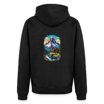 Berg Natur Wandern Klettern See - Unisex Premium Bio Zip Hoodie - Schwarz - Hinten - Nico (187cm)