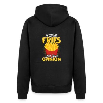Craving Fries, Not Advice: Clear Priorities - Unisex Premium Organic Zip Hoodie - black - Back - Nico (187cm)