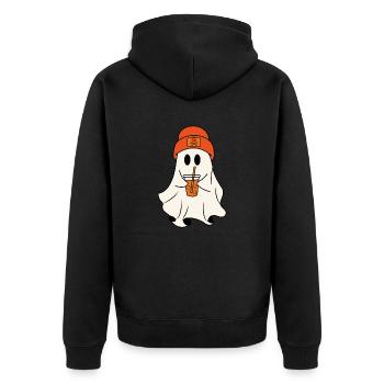 Geist - Unisex Premium Bio Zip Hoodie - Schwarz - Hinten - Nico (187cm)