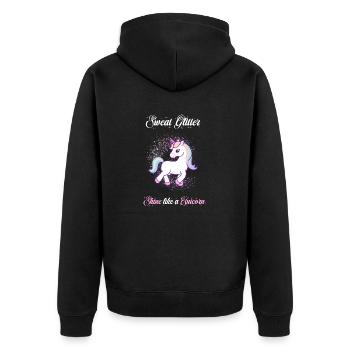 Glitter Fitness Tenue Licorne - Veste à capuche bio Premium Unisexe - noir - Dos - Nico (187cm)