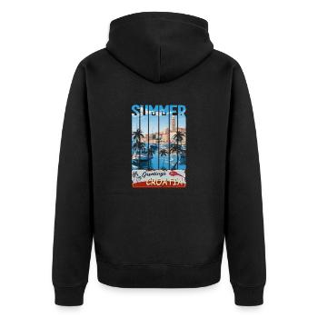 Croatia hrvatska kroatien hrv hr travel Zadar - Unisex Premium Bio Zip Hoodie - Schwarz - Hinten - Nico (187cm)