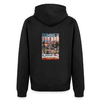 Croatia hrvatska kroatien hrv hr travel Zadar - Unisex Premium Bio Zip Hoodie - Schwarz - Hinten - Nico (187cm)