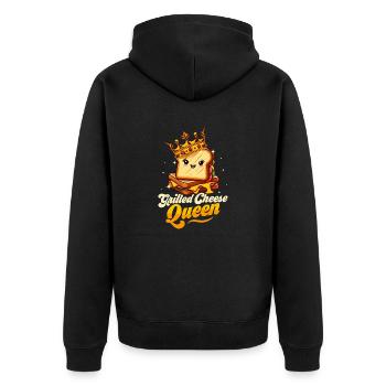 Grilled Cheese Queen Sandwich Food - Unisex Premium Organic Zip Hoodie - black - Back - Nico (187cm)