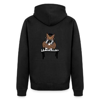 DJ Eule Nacht Vogel Klavier Keyboard Taste Spielen - Unisex Premium Bio Zip Hoodie - Schwarz - Hinten - Nico (187cm)