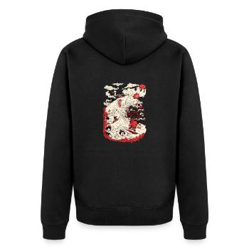 Kanagawa Surf - Unisex Premium Organic Zip Hoodie - black - Back - Nico (187cm)