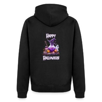 Halloween – Happy Halloween Witch's Kitchen with Ghost - Unisex Premium Organic Zip Hoodie - black - Back - Nico (187cm)