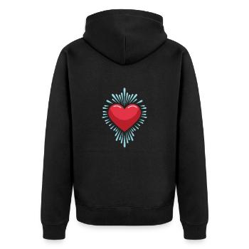 Herz - Explosive Liebe - Unisex Premium Bio Zip Hoodie - Schwarz - Hinten - Nico (187cm)