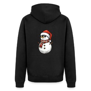 schneemann cool santa - Unisex Premium Bio Zip Hoodie - Schwarz - Hinten - Nico (187cm)