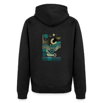 Design "Fractal Pulse" - Unisex Premium Bio Zip Hoodie - Schwarz - Hinten - Nico (187cm)