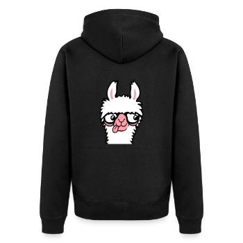Llama Nerd Geek Lunettes à monture de corne Smart Funny Grimace - Veste à capuche bio Premium Unisexe - noir - Dos - Nico (187cm)
