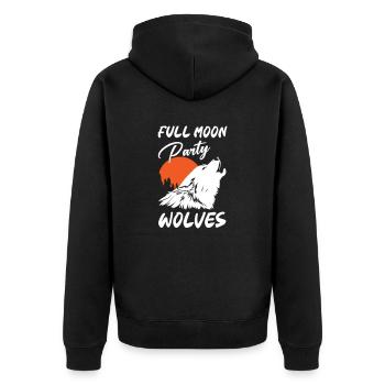 Full Moon Party Wolves - Unisex Premium Bio Zip Hoodie - Schwarz - Hinten - Nico (187cm)