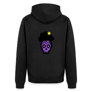 Punk Totenkopf - Unisex Premium Bio Zip Hoodie - Schwarz - Hinten - Nico (187cm)