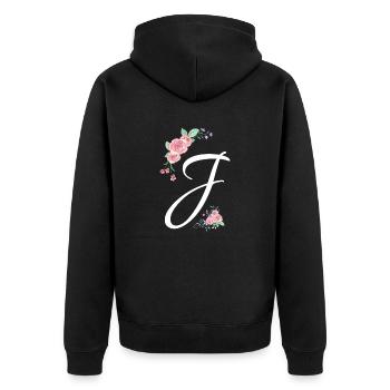 Letter j flowers - Unisex Premium Organic Zip Hoodie - black - Back - Nico (187cm)