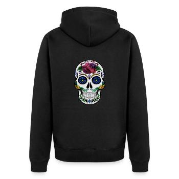 Kosmischer Schädel - Unisex Premium Bio Zip Hoodie - Schwarz - Hinten - Nico (187cm)