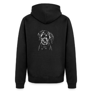 DOBERMANN Doberman with glasses cool Wilsigns dogs - Unisex Premium Organic Zip Hoodie - black - Back - Nico (187cm)