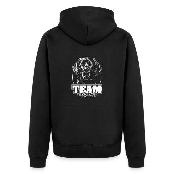 Team Labrador Retriever Labbi Dog Dog Wilsigns - Unisex Premium Organic Zip Hoodie - black - Back - Nico (187cm)