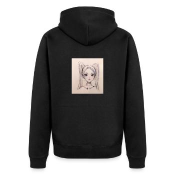 Anime Girl - Unisex Premium Bio Zip Hoodie - Schwarz - Hinten - Nico (187cm)