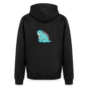 hugadino Chuck, dino, mignon dinosaure - Veste à capuche bio Premium Unisexe - noir - Dos - Nico (187cm)