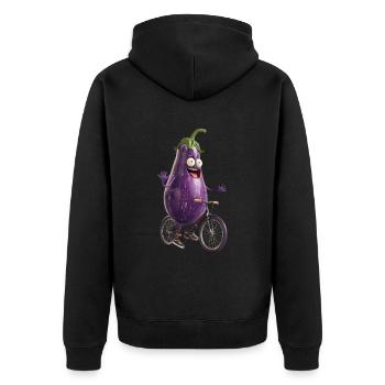 Vélo aubergine - Veste à capuche bio Premium Unisexe - noir - Dos - Nico (187cm)