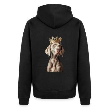Weimaraner - Unisex Premium Bio Zip Hoodie - Schwarz - Hinten - Nico (187cm)