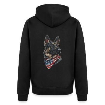 Deutscher Schäferhund - Unisex Premium Bio Zip Hoodie - Schwarz - Hinten - Nico (187cm)