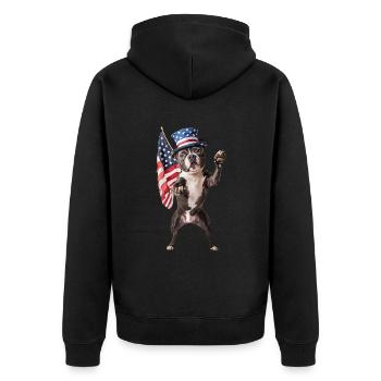 Staffordshire Bullterrier - Unisex Premium Bio Zip Hoodie - Schwarz - Hinten - Nico (187cm)