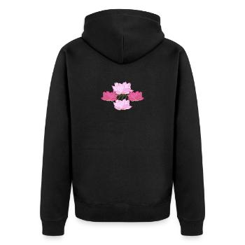 Spiritual Lotus 777 Angel number - Unisex Premium Organic Zip Hoodie - black - Back - Nico (187cm)