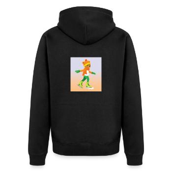 Bär auf Schlitschuhen - Unisex Premium Bio Zip Hoodie - Schwarz - Hinten - Nico (187cm)