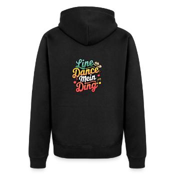 Line Dance mein Hobby - meine Passion - mein Ding - Unisex Premium Bio Zip Hoodie - Schwarz - Hinten - Nico (187cm)