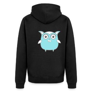 Eule, Comic, nerd, mint, geek, beauty, girly,blau - Unisex Premium Bio Zip Hoodie - Schwarz - Hinten - Nico (187cm)