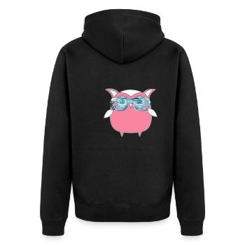 Owl, Comic,mint,Sonnenbrllle, spacebrille,sommer, - Unisex Premium Organic Zip Hoodie - black - Back - Nico (187cm)