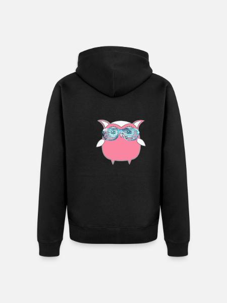 Eule, Comic,mint,Sonnenbrllle, spacebrille,sommer, - Unisex Premium Bio Zip Hoodie - Schwarz